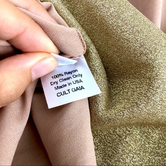 NWT Cult gaia alia camisole cropped tank top shiny gold - Picture 10 of 14